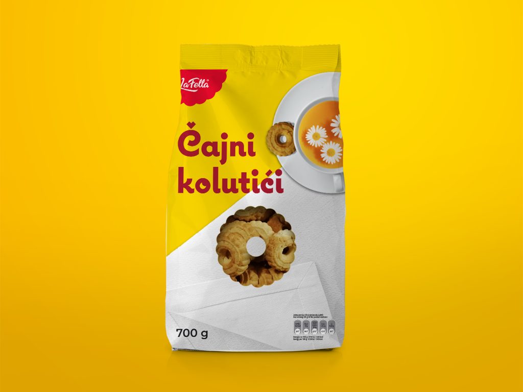 Čajni kolutići tea biscuit bag on yellow