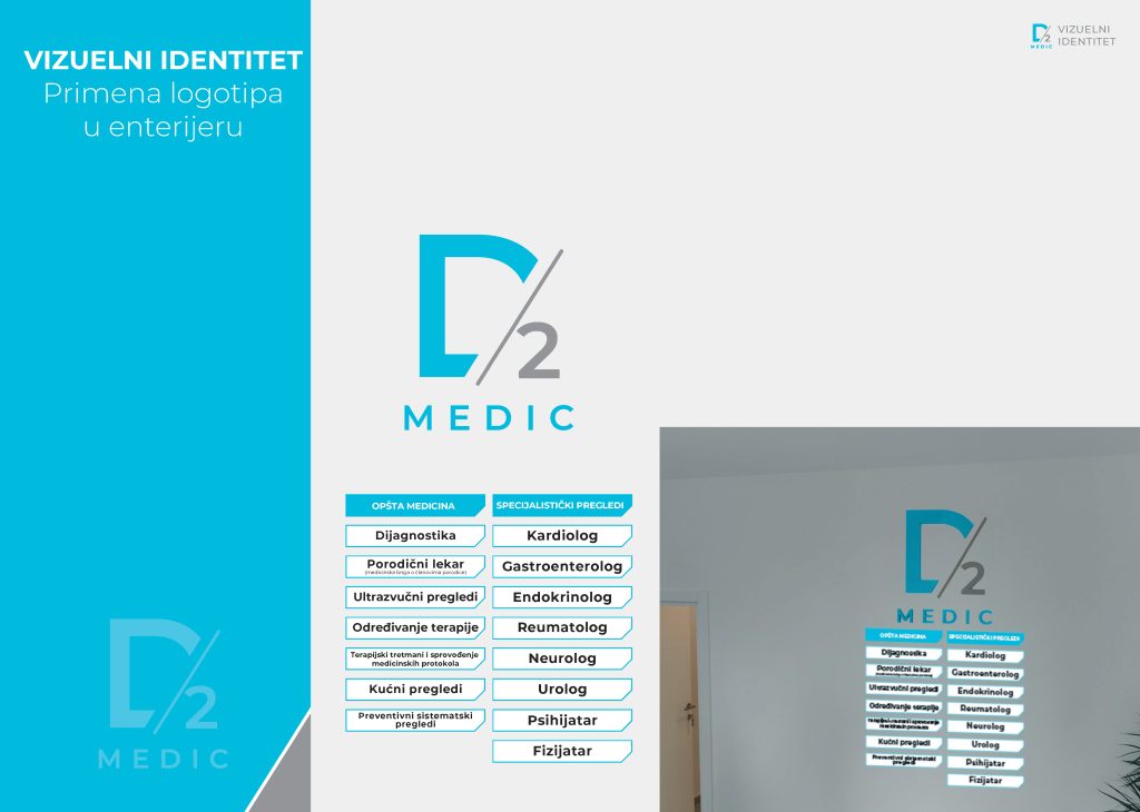 D2 Medic 3D mark and wayfinding mounted on the reception wall