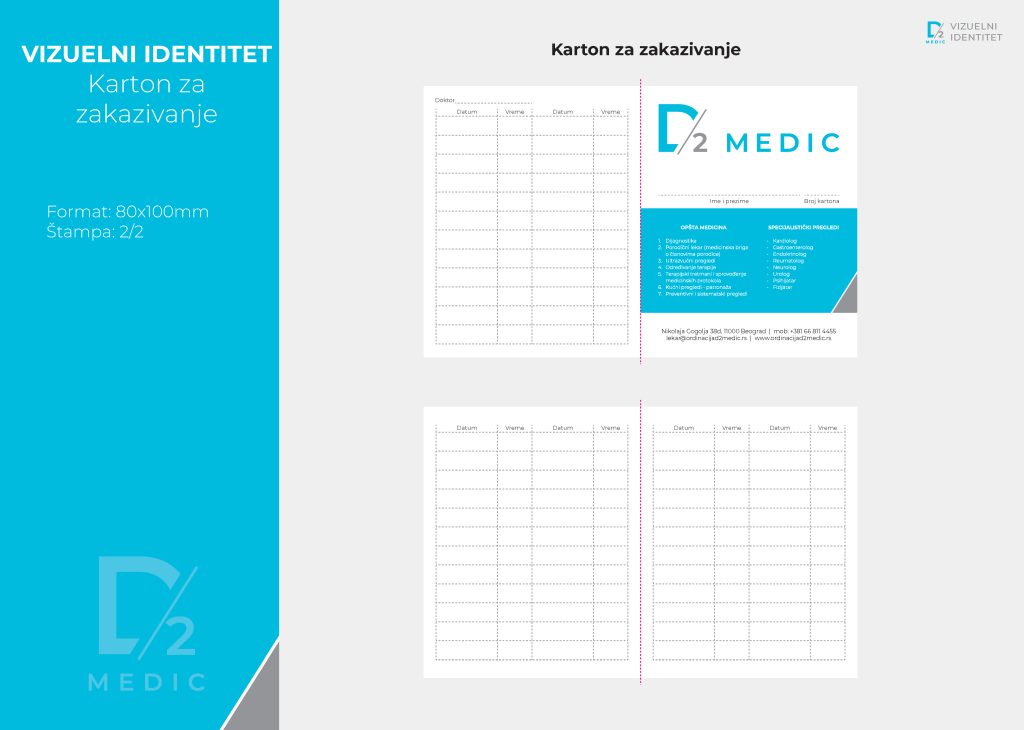D2 Medic appointment card