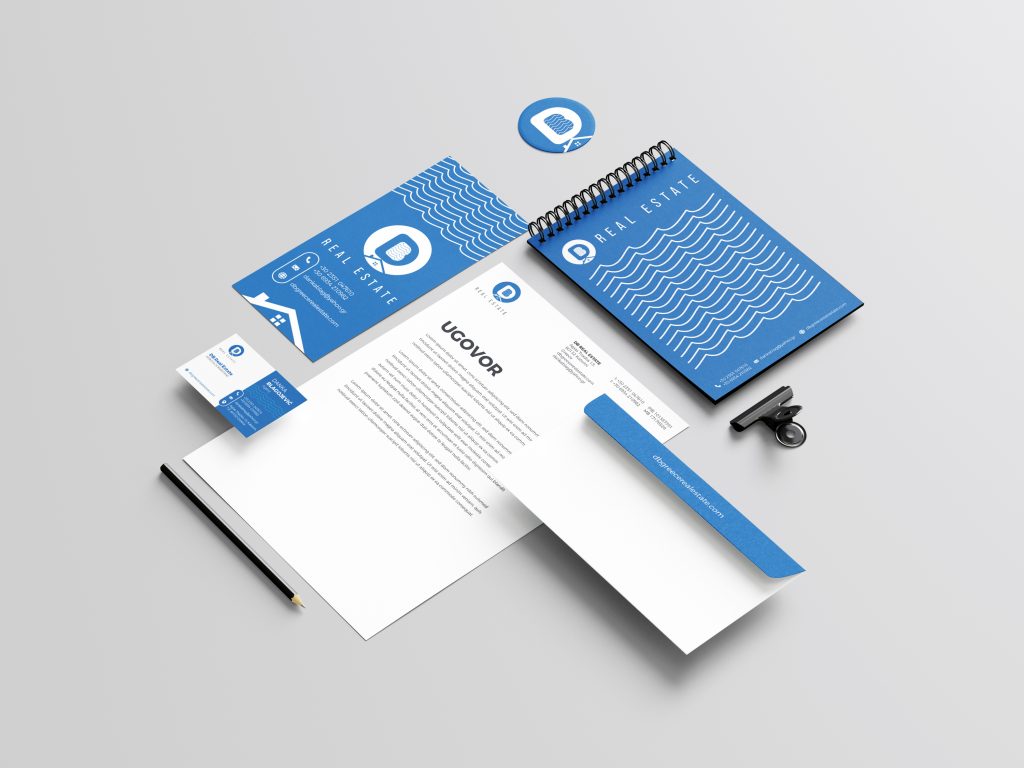 DB Real Estate stationery set laid out together